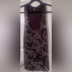 BKE Sequin Tank Brown